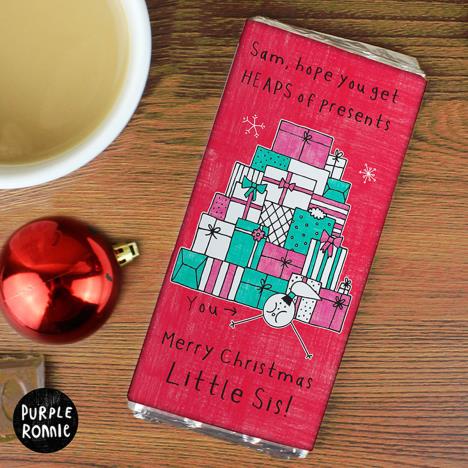 Personalised Purple Ronnie 100g Milk Chocolate Christmas Bar Extra Image 2